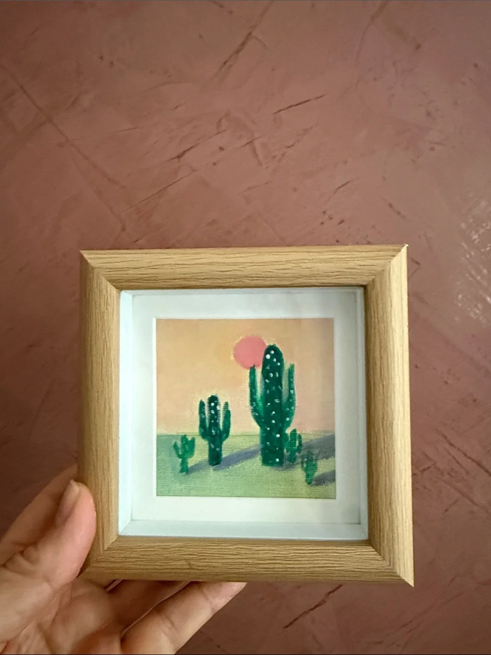 Framed Green Cactus Desert Art Print - Home Accents